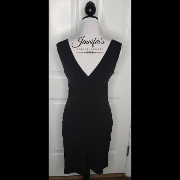 3/$30 Connected Apparel Women's Black V Neck Dress Size 6 - Picture 6 of 10